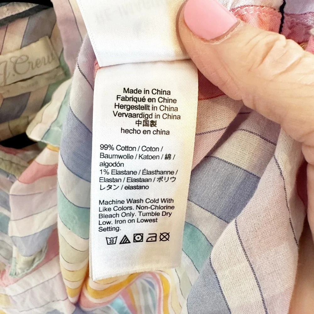 J.Crew Women’s Classic Fit  Pastel Rainbow Crinkle Gingham Button Front Gauzy - Picture 9 of 12